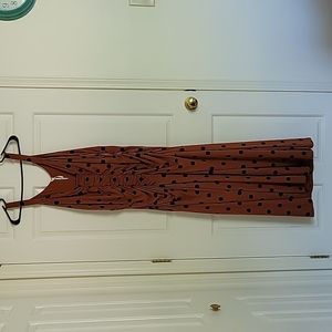 Tan and black polka dot maxi dress